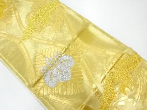 アンティーク　立涌に桐・鳳凰模様織出し袋帯（材料）